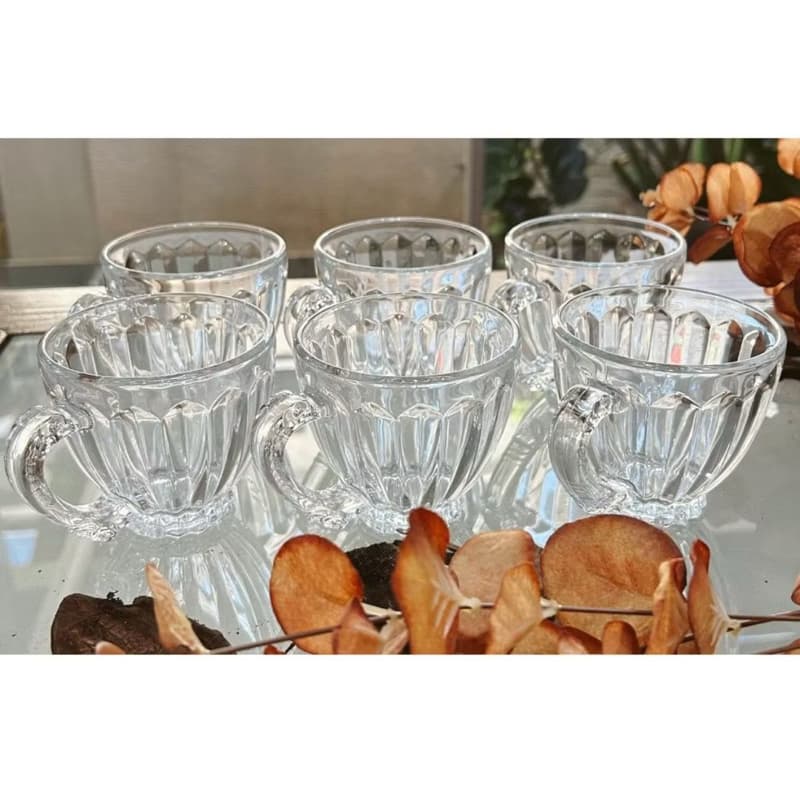 Jogo de Xicaras 200ML 6 ou 12 unidades de vidro transparente cristal canecas de cha ou cafe