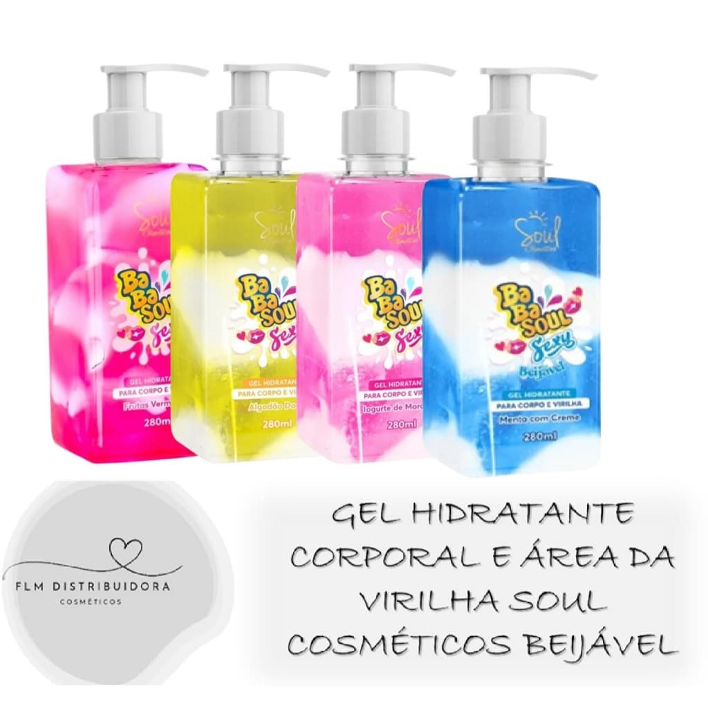 Kit 04un Gel hidratante Corporal e área da virilha 280ml Soul Cosméticos (01 de cada Fragrância)