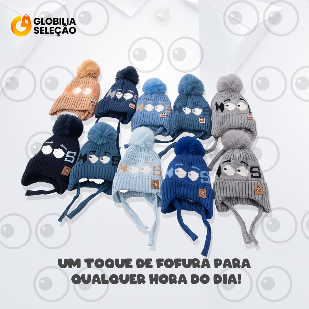 Gorro Touca Infantil Criança Menino Menina Tricotado Quente Fashion Para 3 a 9 anos MZ0369OL
