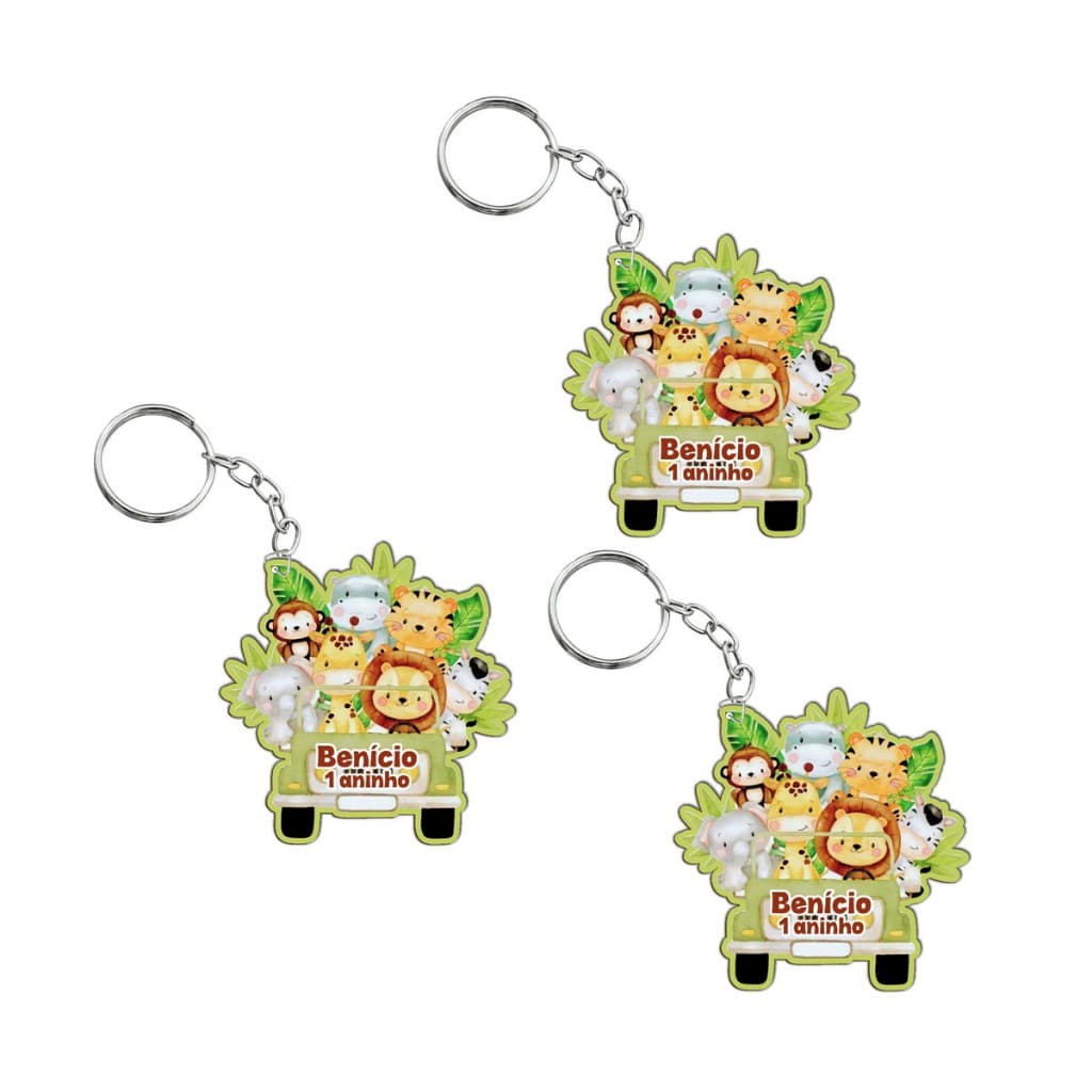 Chaveiro Personalizados em MDF Carrinho Safari Masculino