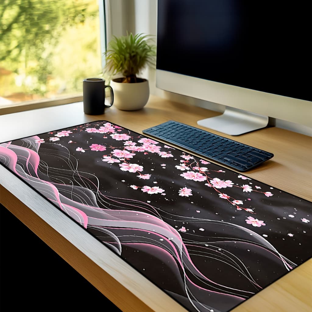 Mouse Pad Gamer Flores Asiaticas Antiderrapante Grande 70x35 80x35 90x40 90x50 cm