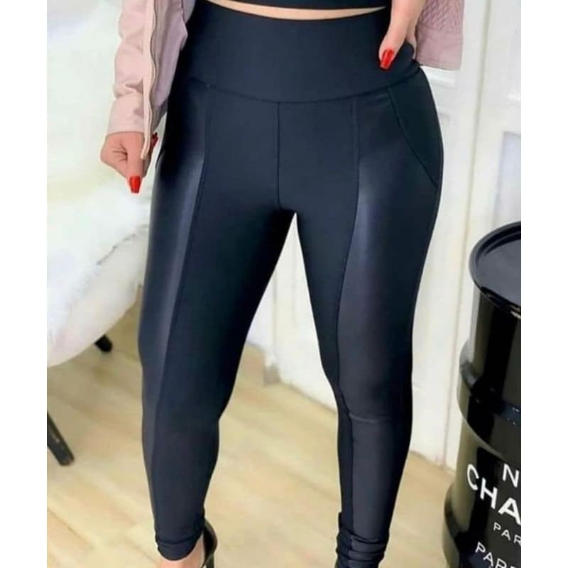 Calça Legging  Flanelada com Detalhe na Lateral em Cirre Calça Empina Bumbum Cintura Alta Tendencia Inverno  2025