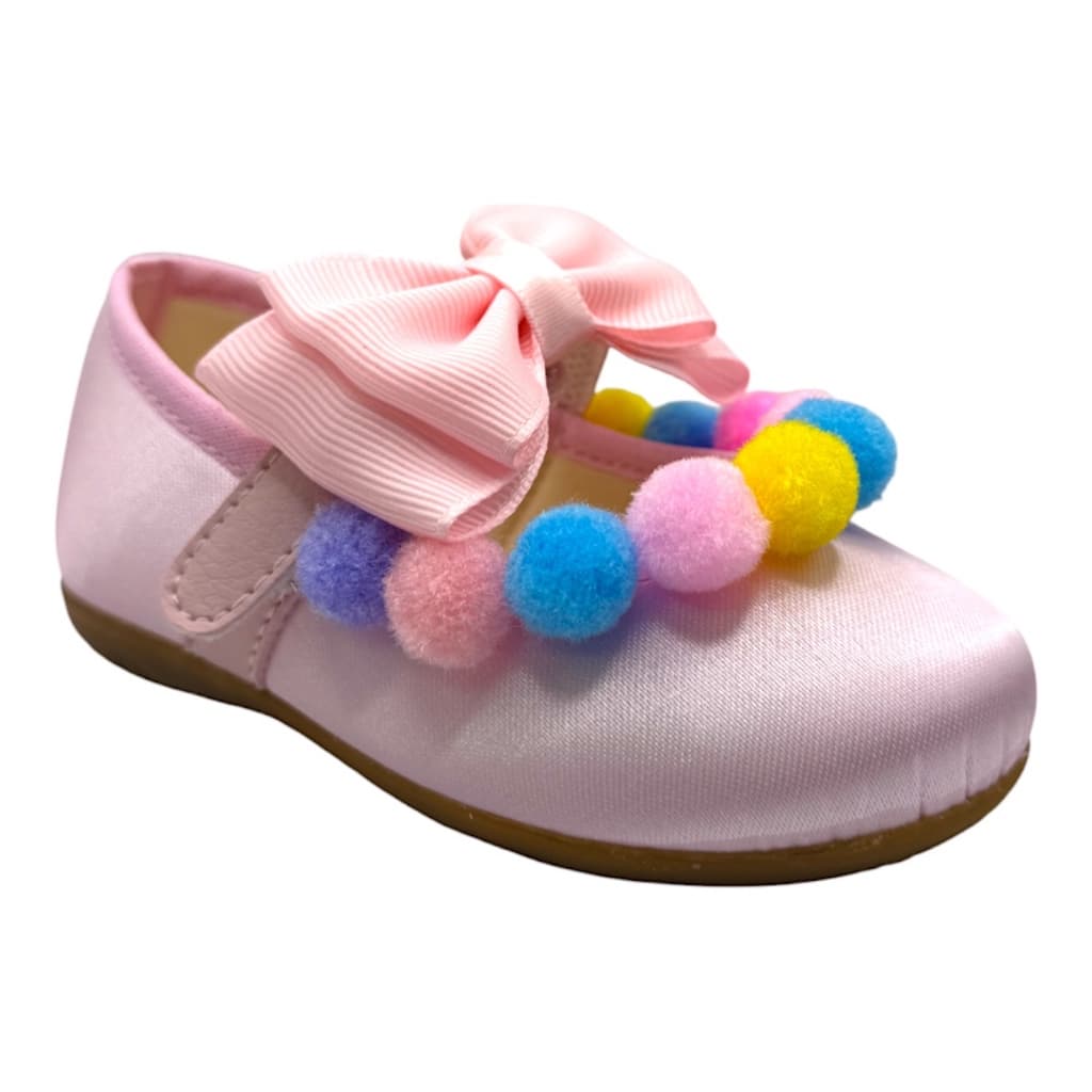 Sapatilha Infantil Temática Circo Rosa Bebê Customizada Pompom Colorido