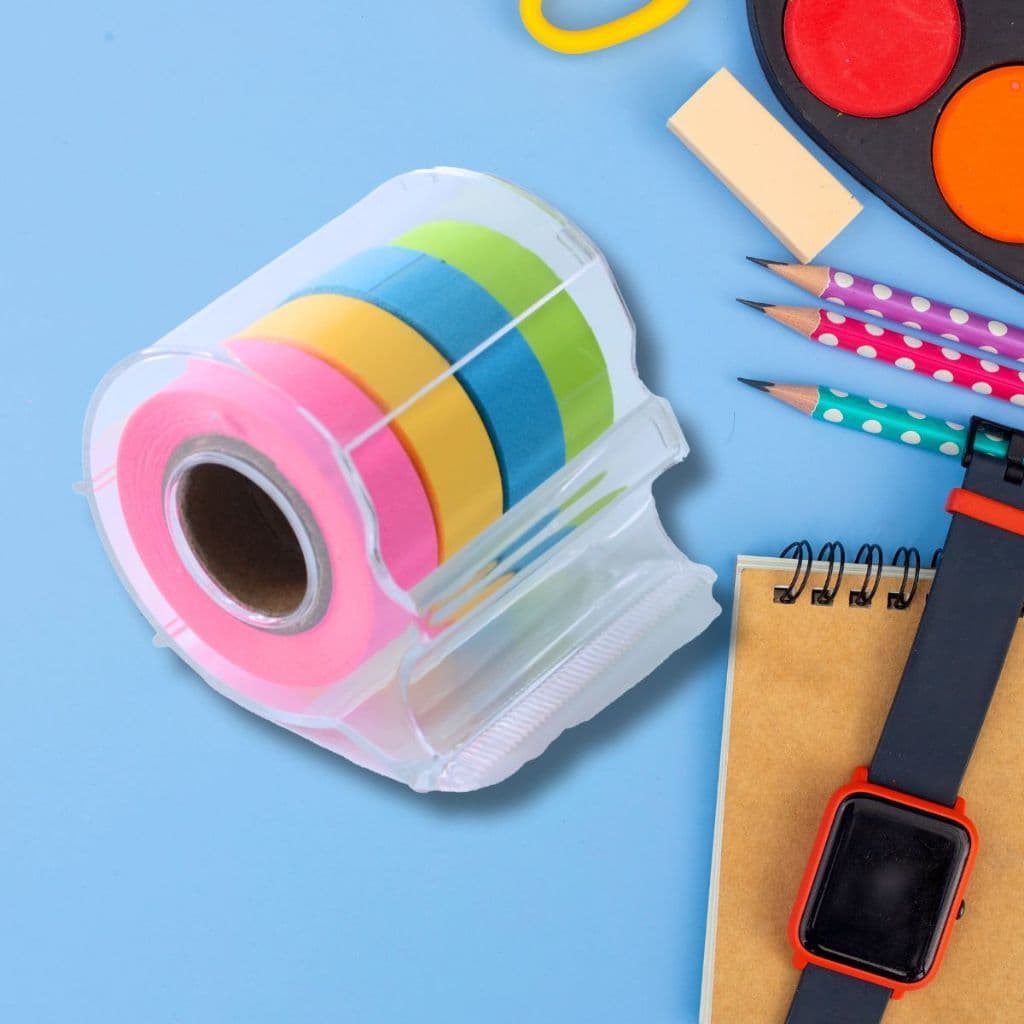 Recadinho Rolo Nota Adesiva em Rolo Roller Notes c/ Dispenser 12,5mmx8mm Sortido Escritório Escolar