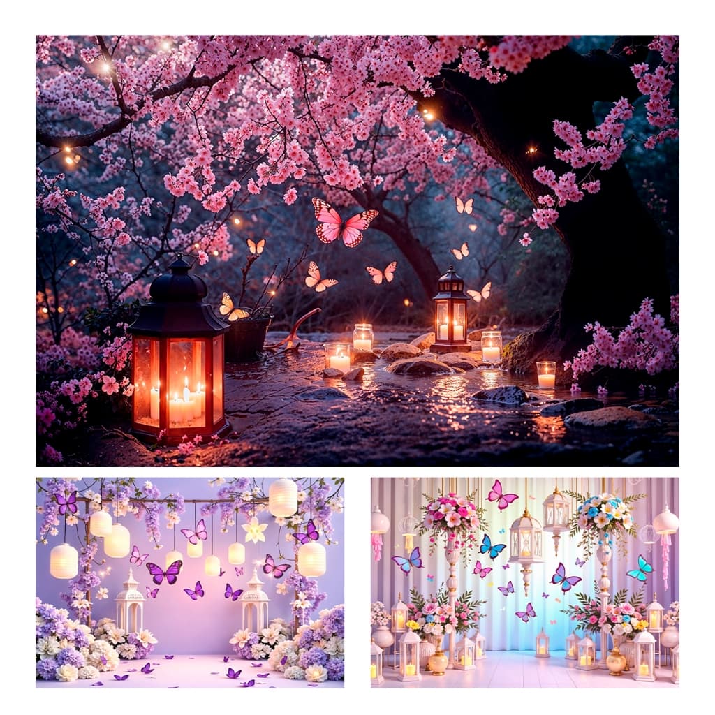 Painel Fundo Fotográfico Borboletas Cenário 3d Sublimado 1,5 x 2,2 Mt