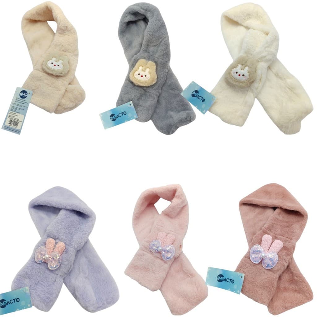 Cachecol infantil com bichinhos e laços - Proteção contra o frio - Confortável e estiloso