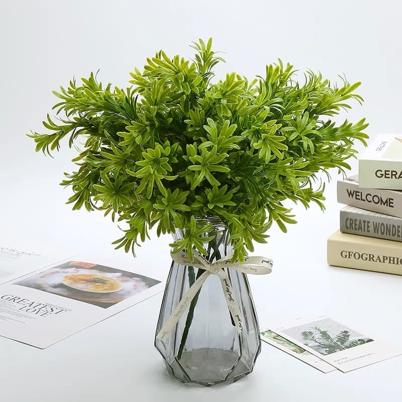 Mini Bambu Buquê Folhas Artificiais Decoração