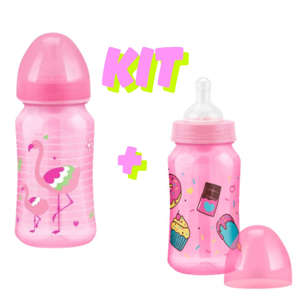 Kit 2 Mamadeiras 270ml Para Bebê Bico Super