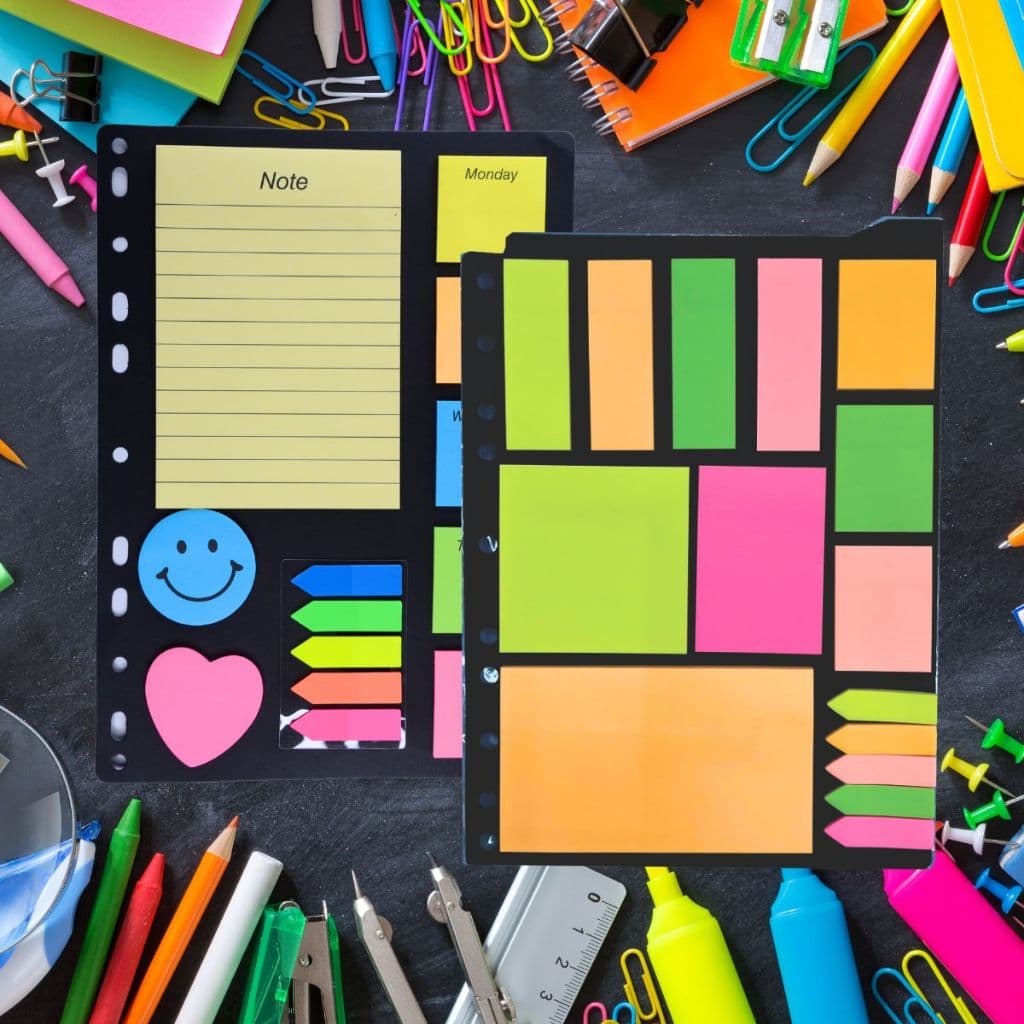Conjunto de Recadinhos Adesivos Bloco de Notas Fichário Caderno Escolar Escritório