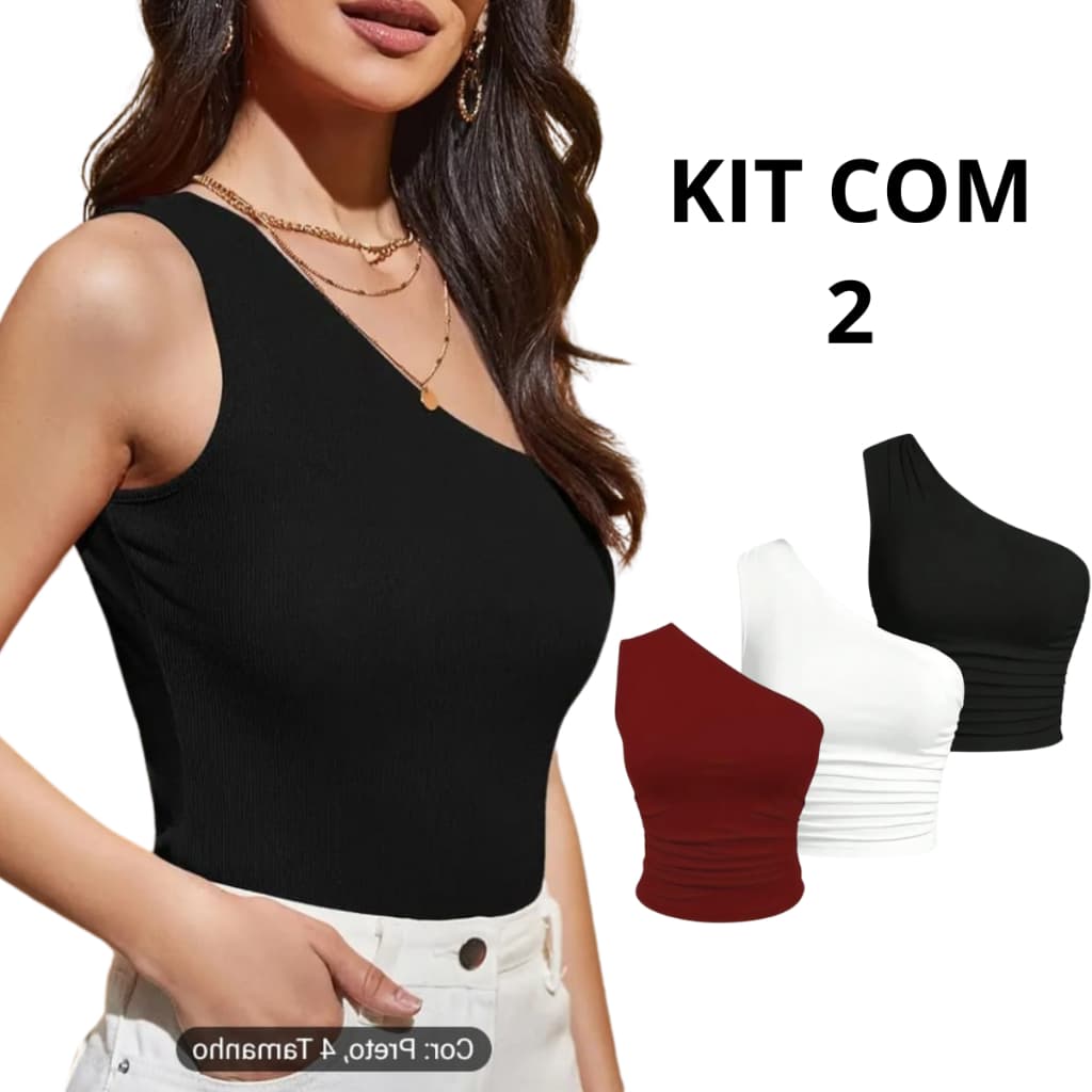 Kit 2 Blusas Feminina Nula Manga Ribana Algodão Mula Manca Ombro Só Básica Social Elegante