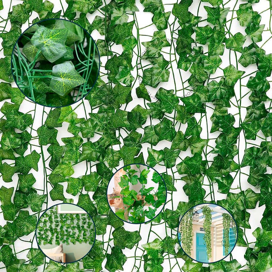 Kit c/8 Corrente de Hera Artificial 2m – Total 16m de Folhagem Trepadeira