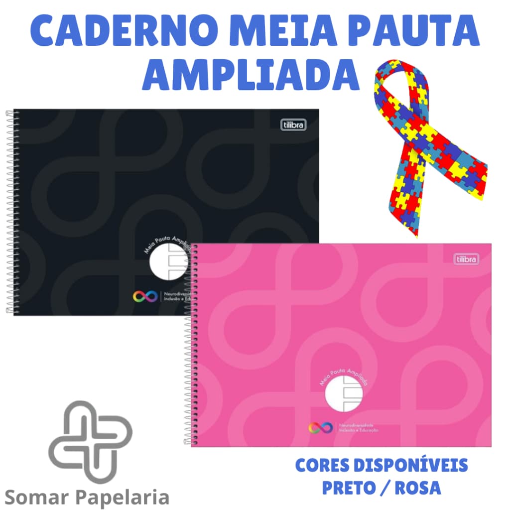 Caderno De Desenho Meia Pauta Ampliada Espiral Neurodiversidade Tilibra - Autista Autismo