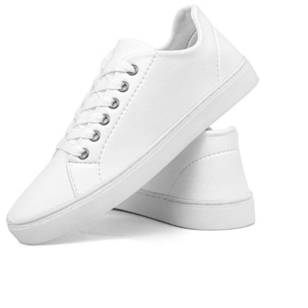 Tênis Branco Casual Unissex Sapatenis Couro Ecológico