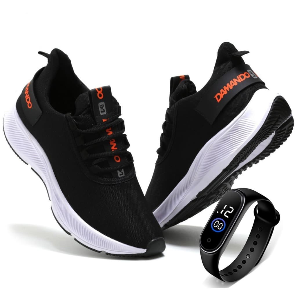 Kit Tênis Masculino Esportivo Para Academia CrossFit Correr Caminhar + Relógio