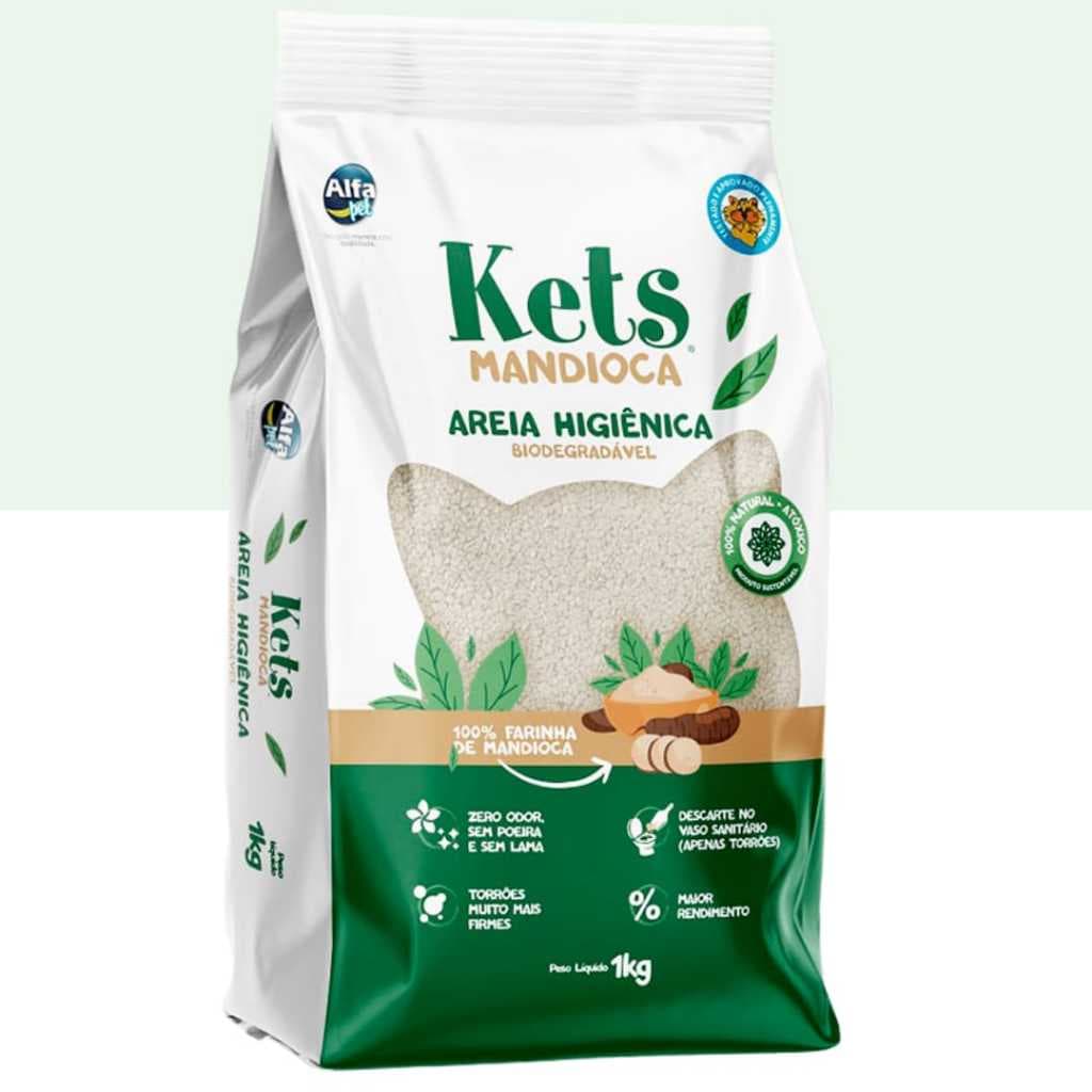 Areia Sanitária Higiênica Para Gatos Kets Mandioca Biodegradável