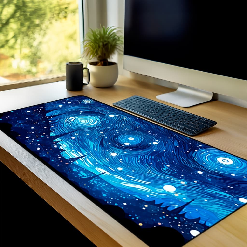 Mouse Pad Gamer Pintura Antiderrapante Grande 70x35 80x35 90x40 90x50 cm borda costurada