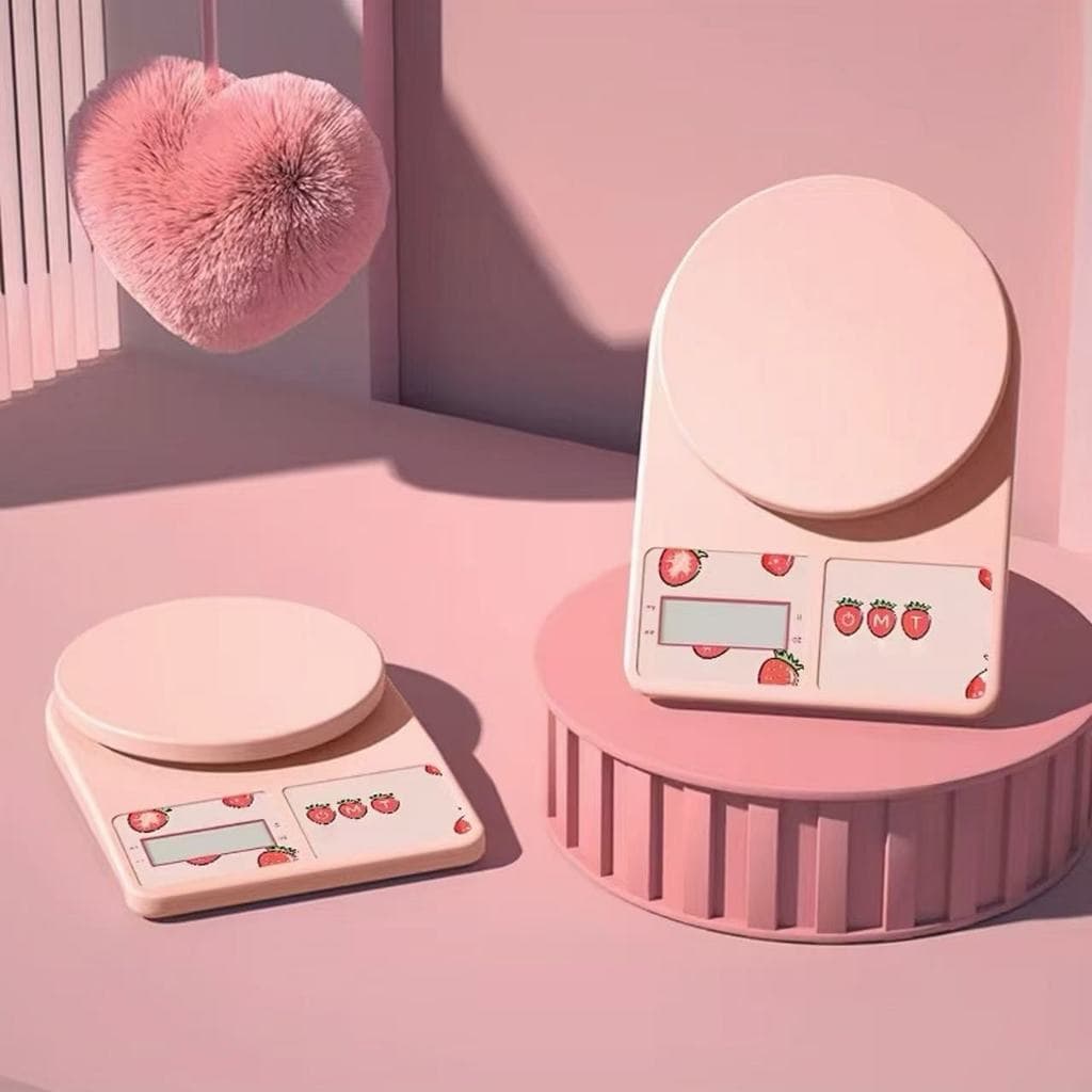 Balança Digital Cozinha Rosa Eletrônica A Pilhas Max 10kg Academia Dieta