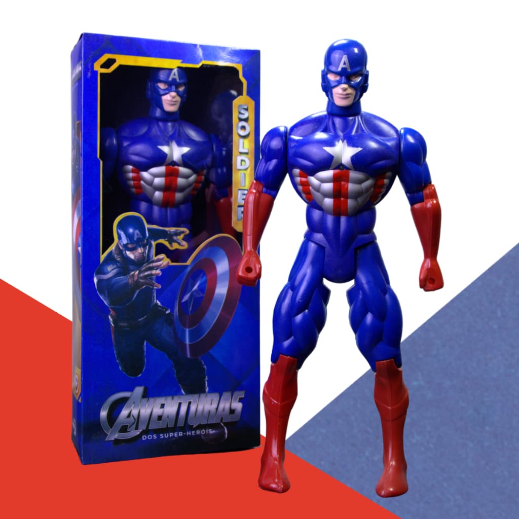 Boneco Personagem Soldado Super Herói Brinquedo Articulável Menino 40cm Caixa Crianças Brincar Presente Aniversário