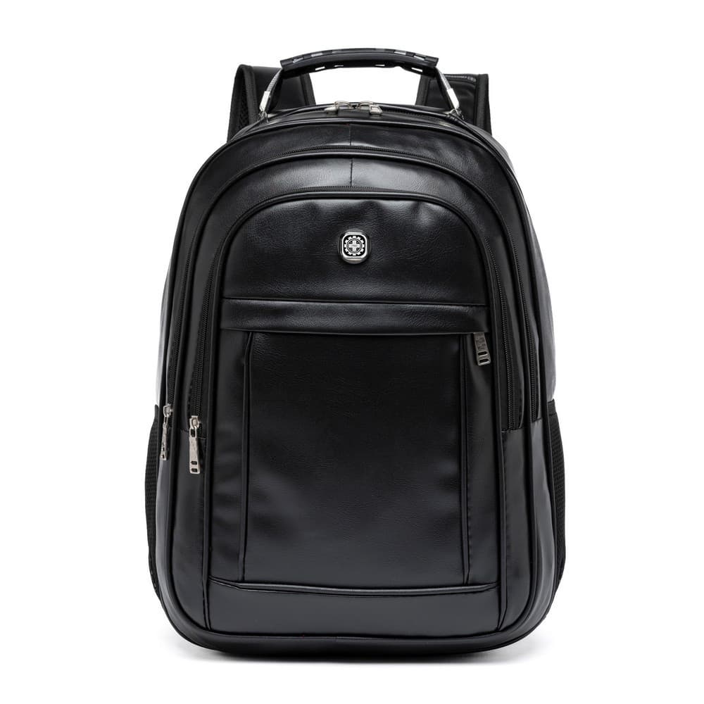 Mochila Couro PU Grande Executiva Notebook Trabalho Faculdade Reforçada Cabo De Aço USB