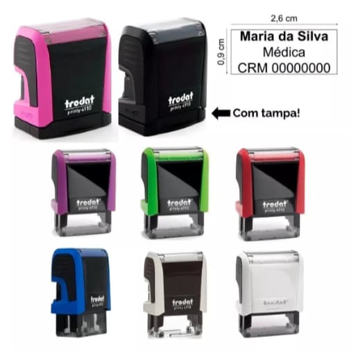 Carimbo Personalizado com dados ENVIO RÁPIDO Trodat 4910 26x9mm - Professor Médico Enfermagem