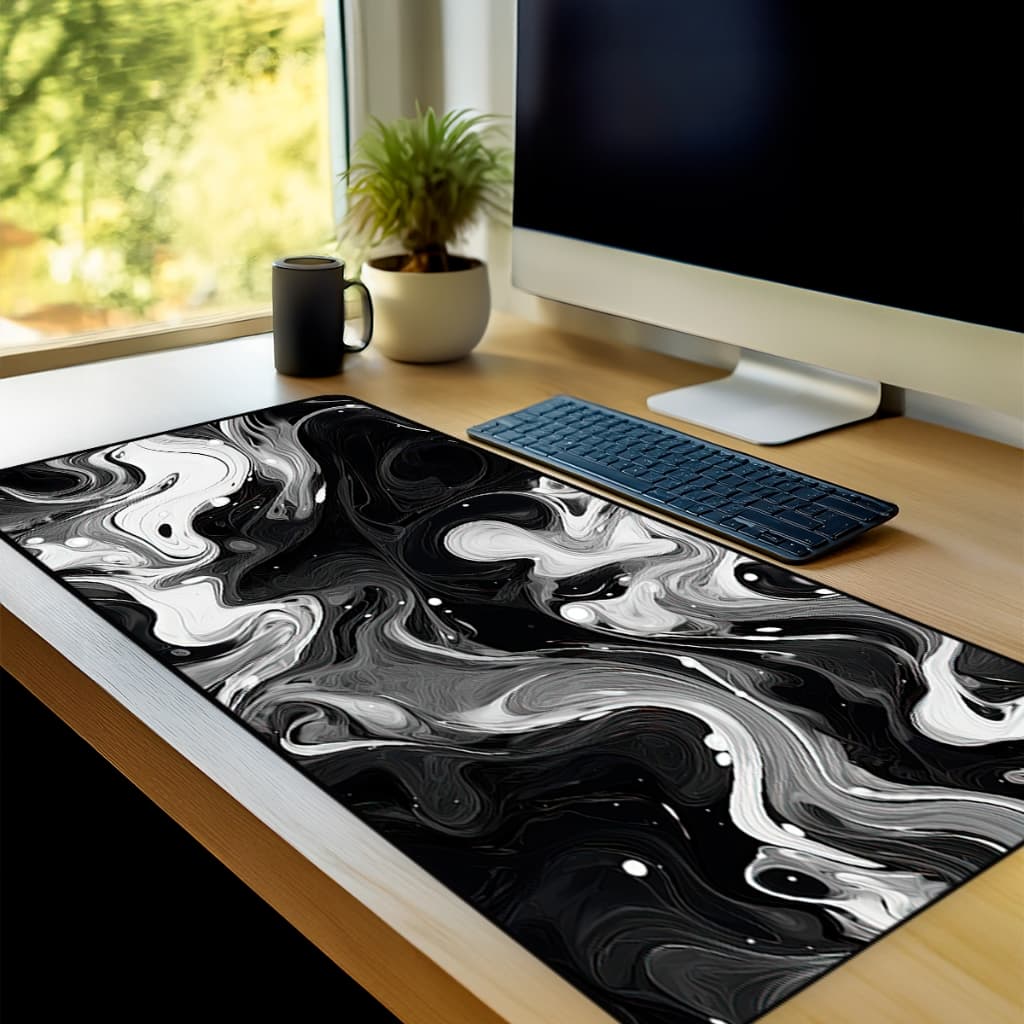Mouse Pad Abstrato Gamer Antiderrapante Grande 70x35 80x35 90x40 90x50 cm Borda Costurada