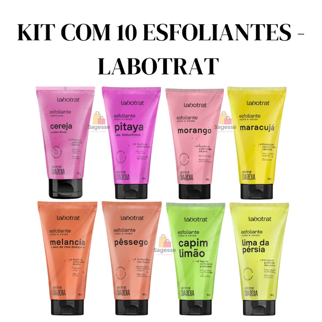 Kit Com 10 Esfoliantes 150g - Corpo e Rosto - Labotrat Sortidos
