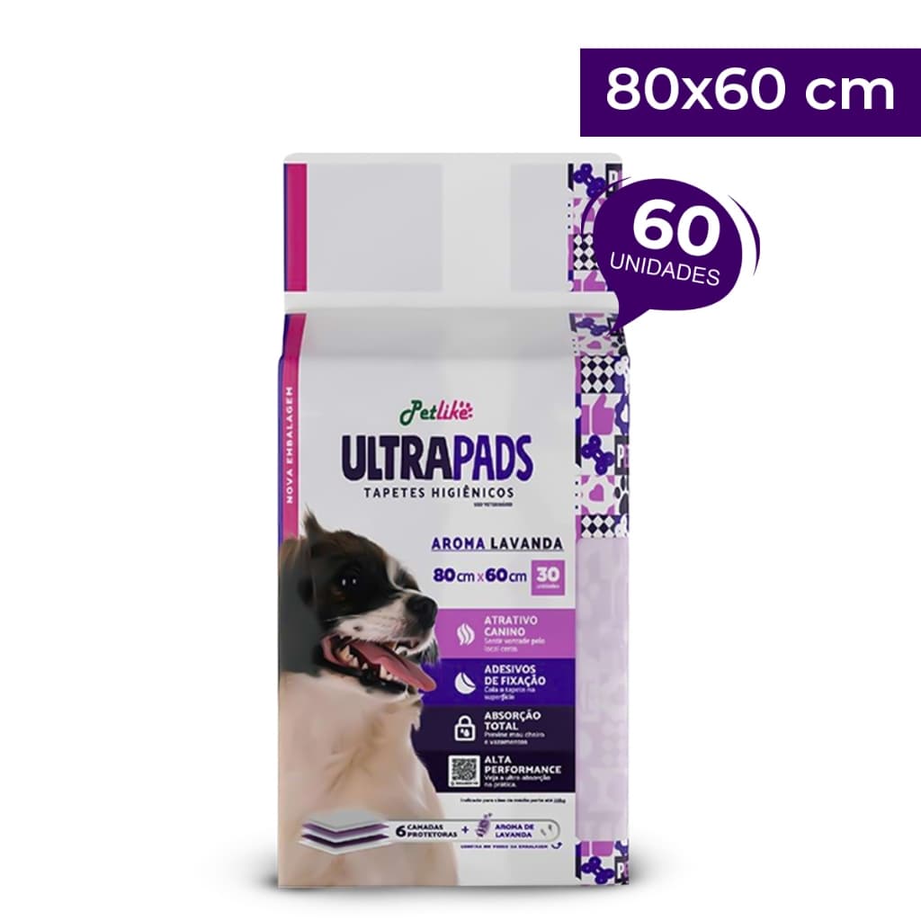 Kit Tapete Higiênico Ultra Pads 60unid 80x60cm Aroma Lavanda