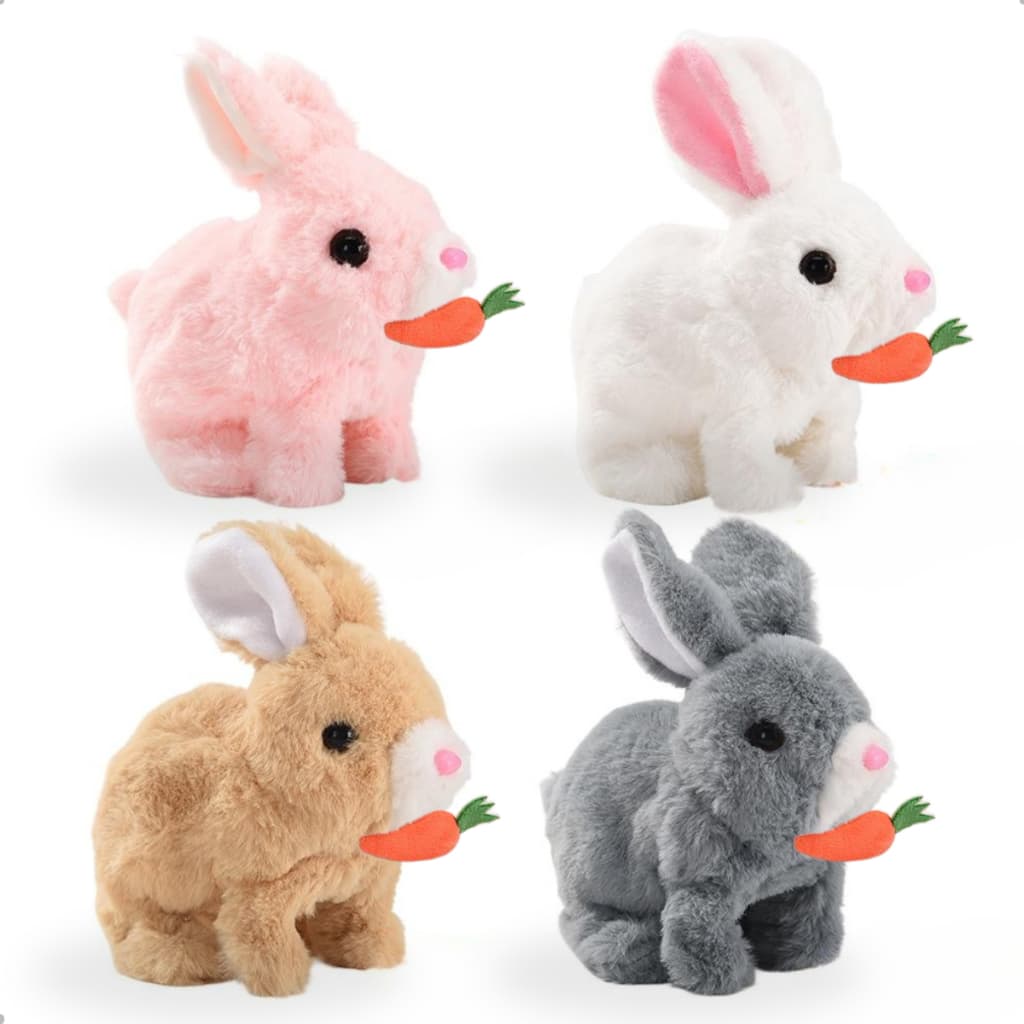 Coelhinho Pelúcia Páscoa Anda Emite Som Brinquedo Infantil Coelho Interativo Para Criança kit 1 2 3
