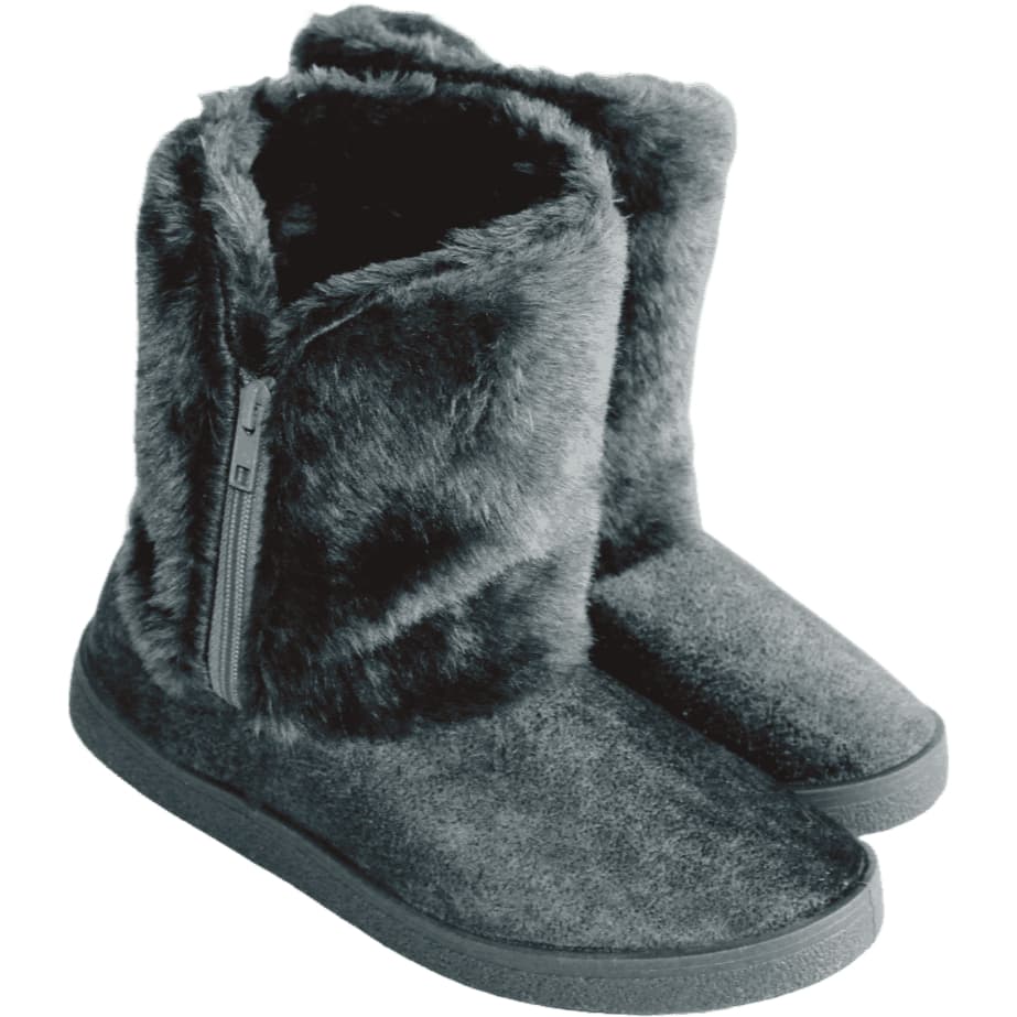 Bota Pantufa Preta Tecido Suede Feminina Cano Médio