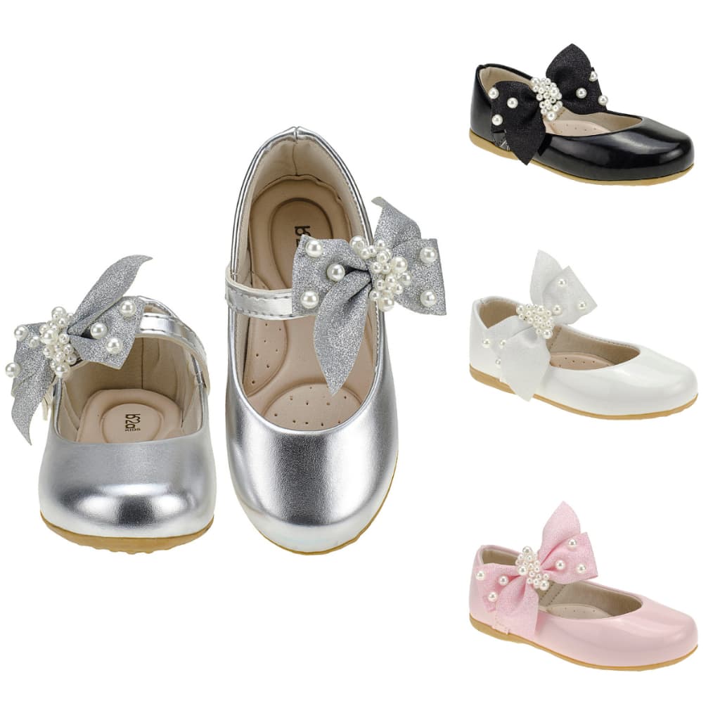 Sapatilha Infantil Menina Delicada Laço de Glitter e Pérolas Delicado Brilho Confortável Casamento 2028