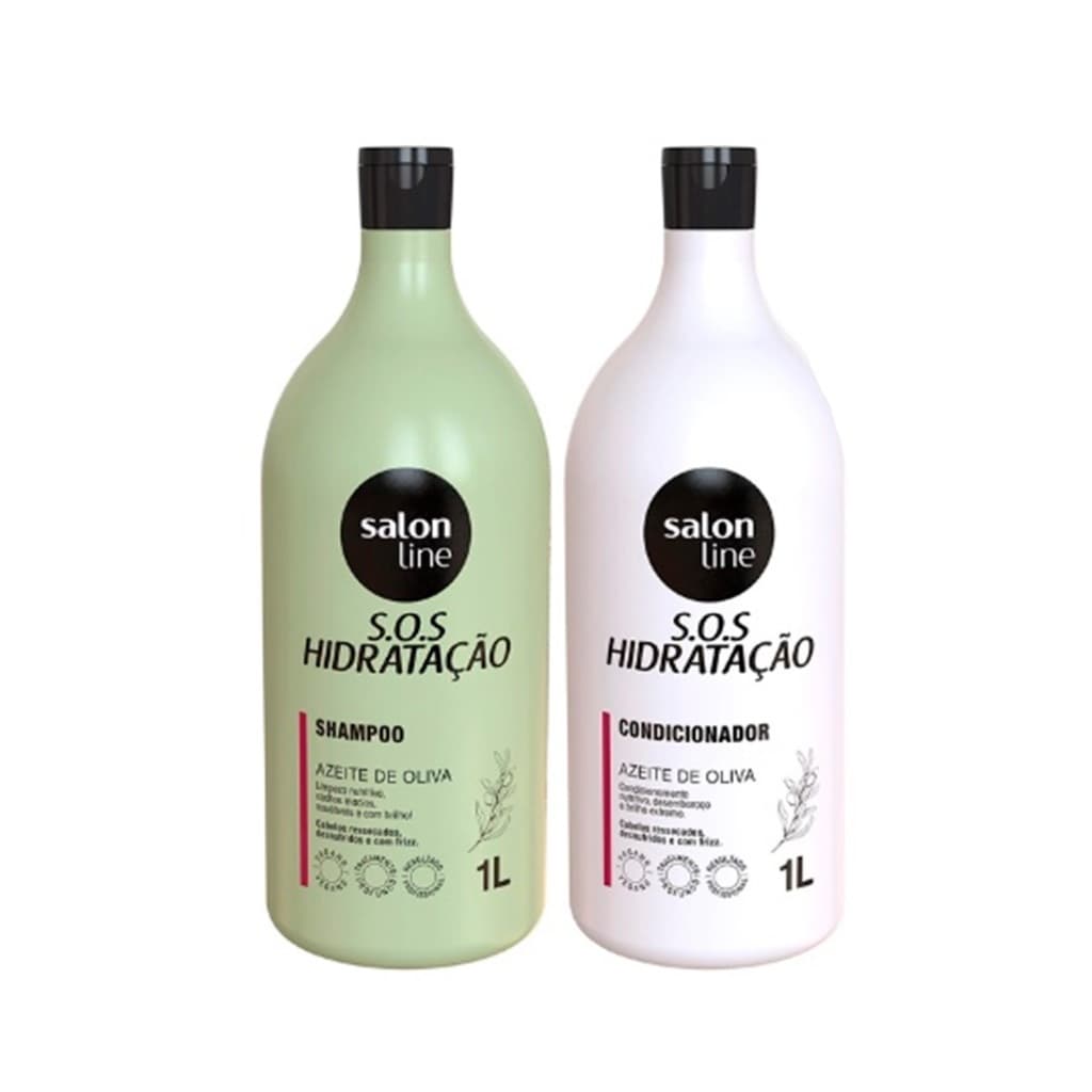 Kit S.O.S Hidratação Azeite de Oliva Shampoo e Condicionador Litrão Salon Line
