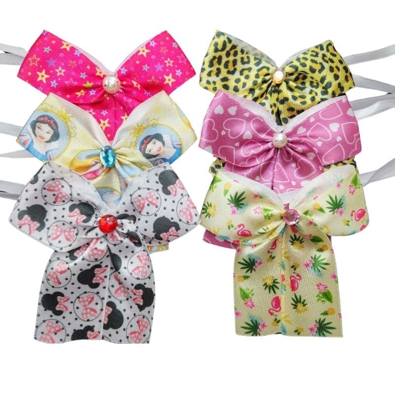 20 Laçarotes pet - fêmea, estampados, acessórios para pescoço, banho e tosa. 0106