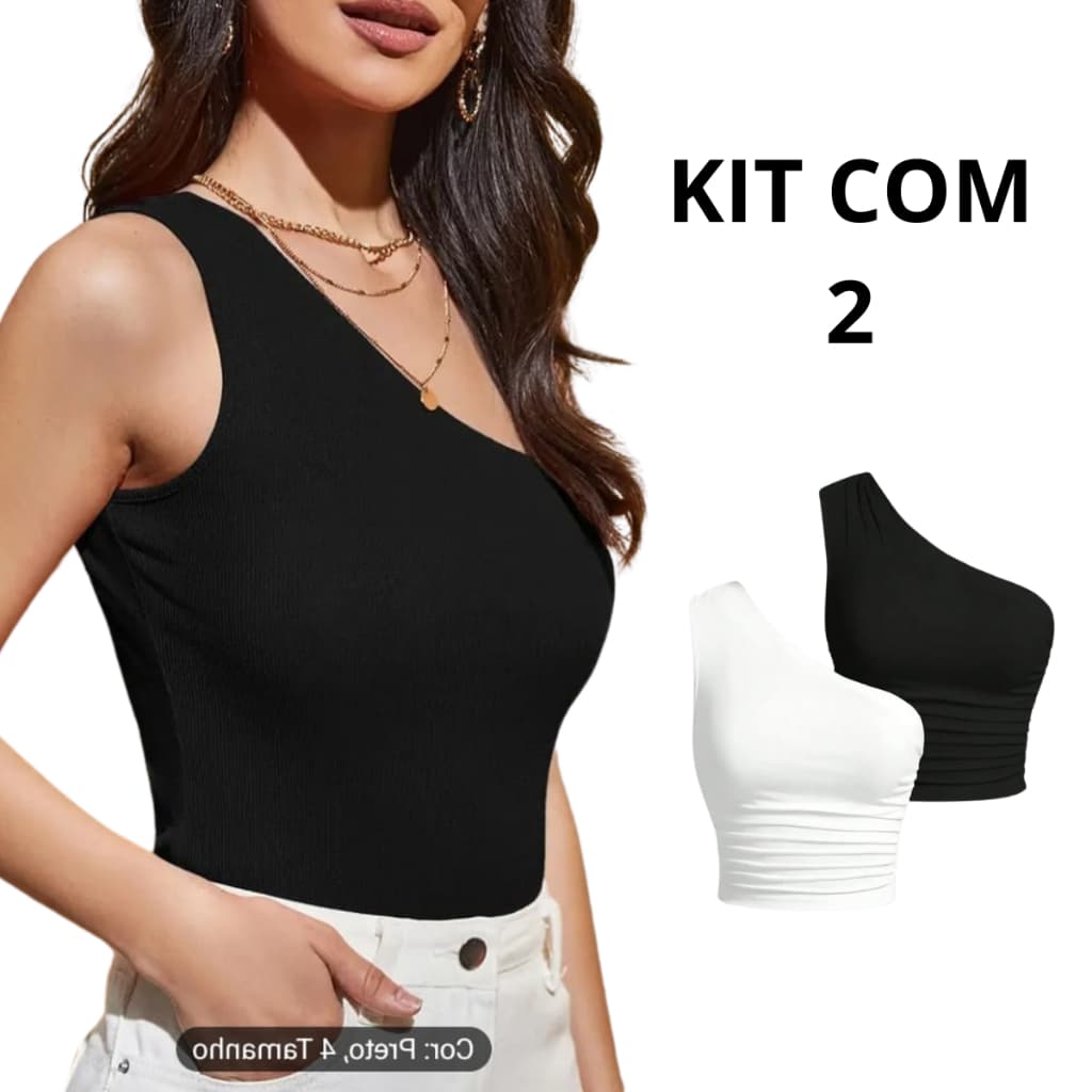 Kit 2 Cropped Feminino Mula Manca Uma Alça Forrado Suplex Casual