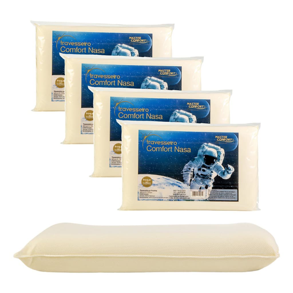kit 4, 2 e 1 Travesseiro Nasa Para Fronha 70x50cm antiacaro Ortopédico e Anatômico