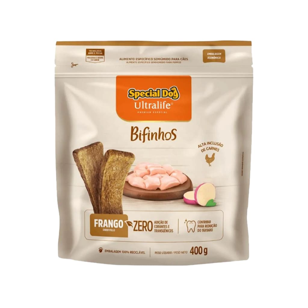 Petisco Bifinho para cães Special Dog Ultralife sabor Frango 400g
