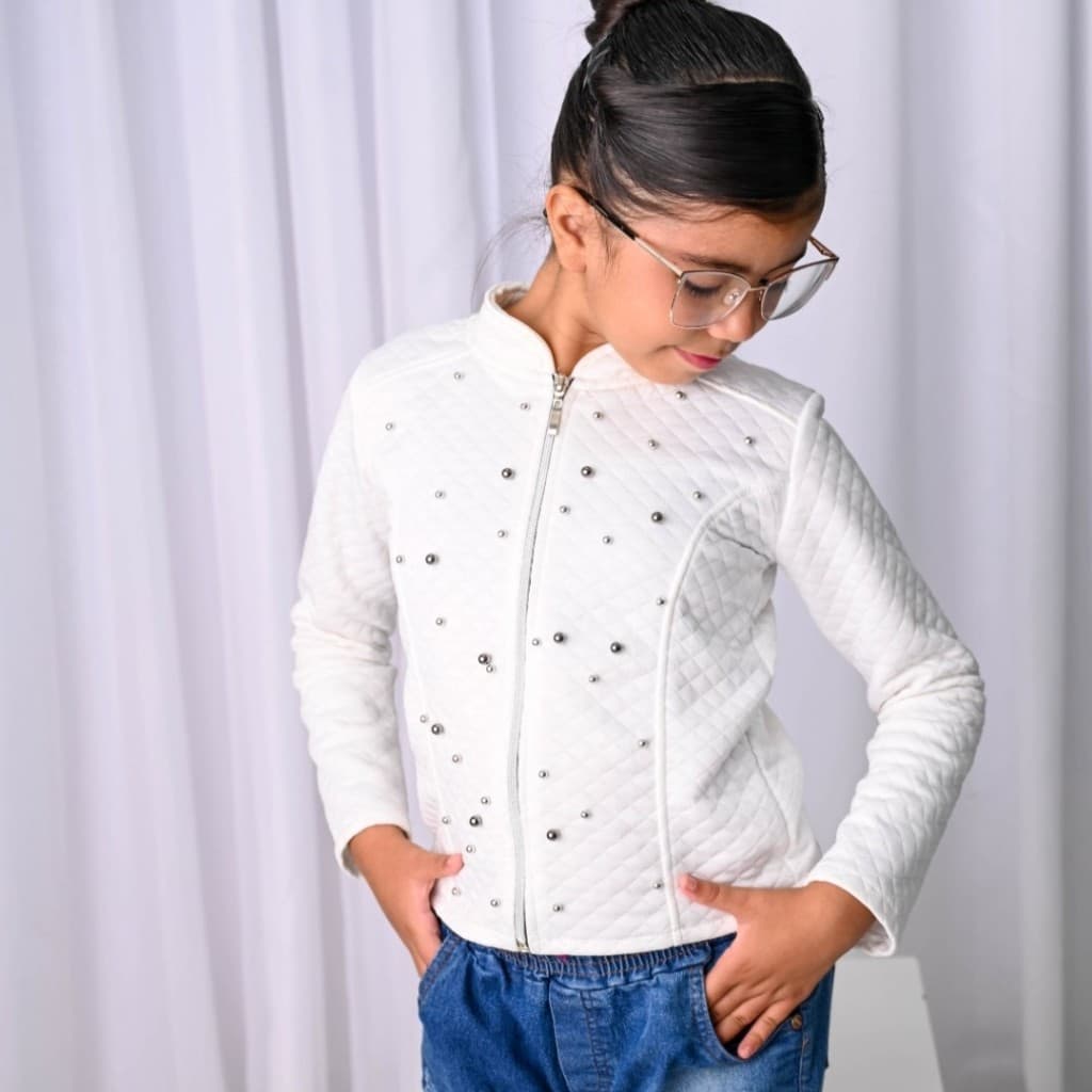 Jaqueta Infantil Feminino Metelasse com Zíper Outono Inverno