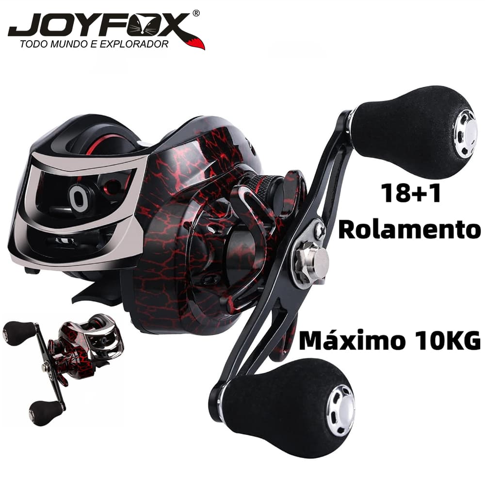 Carretilha De Pesca Perfil Baixo Joyfox 18+1 Rolamentos Drag 10kg Freio Magnético 7.2:1