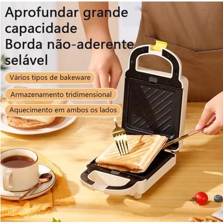 Sanduicheira 3 em 1 Gaabor - Waffles, Donuts e Sanduíches Crocantes Rápido | Placas Antiaderentes M9