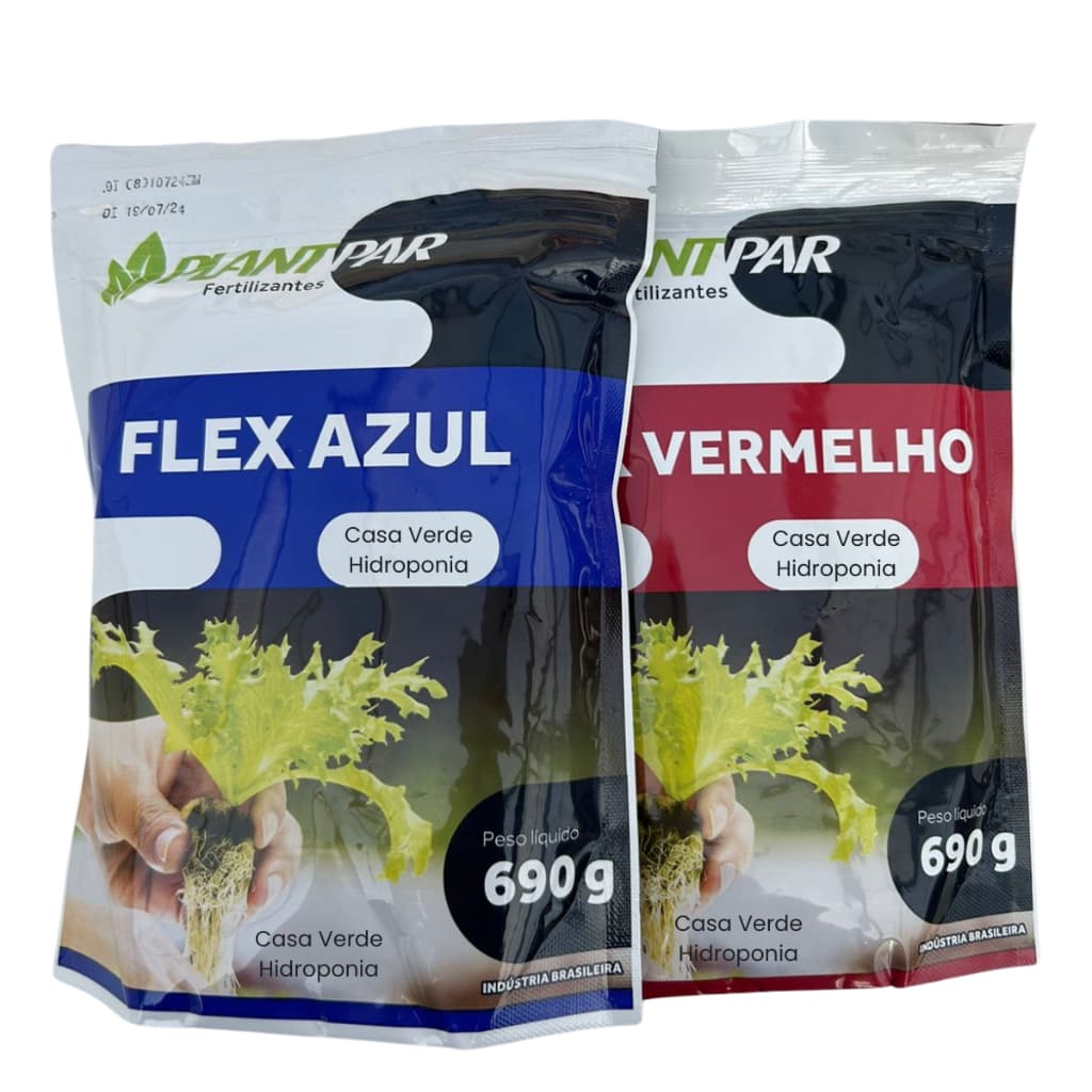 Kit para 1.000 Litros - Nutriente Completo para Hidroponia -  Flex Vermelho e Azul