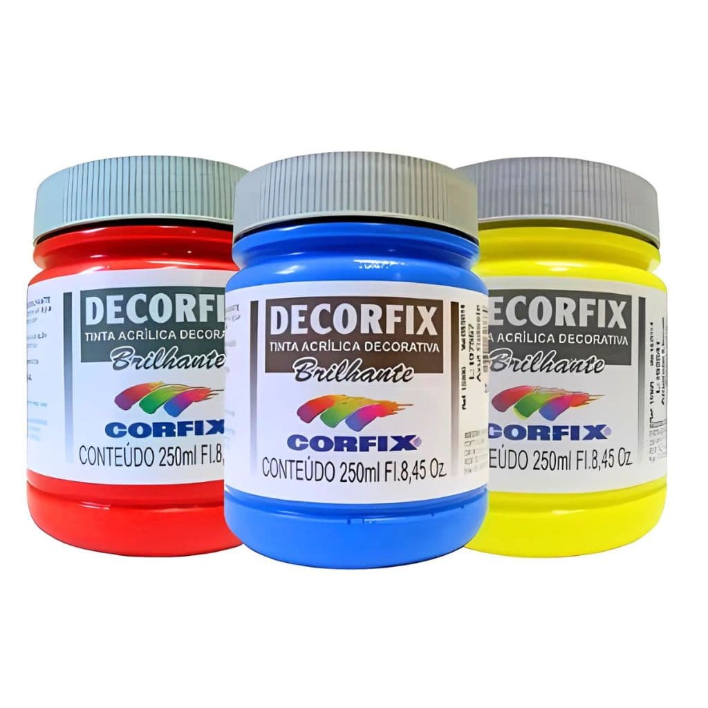 Tinta Acrílica Decorfix Brilhante 250ml Corfix 15300 - Para Artesanato e Pintura Decorativa