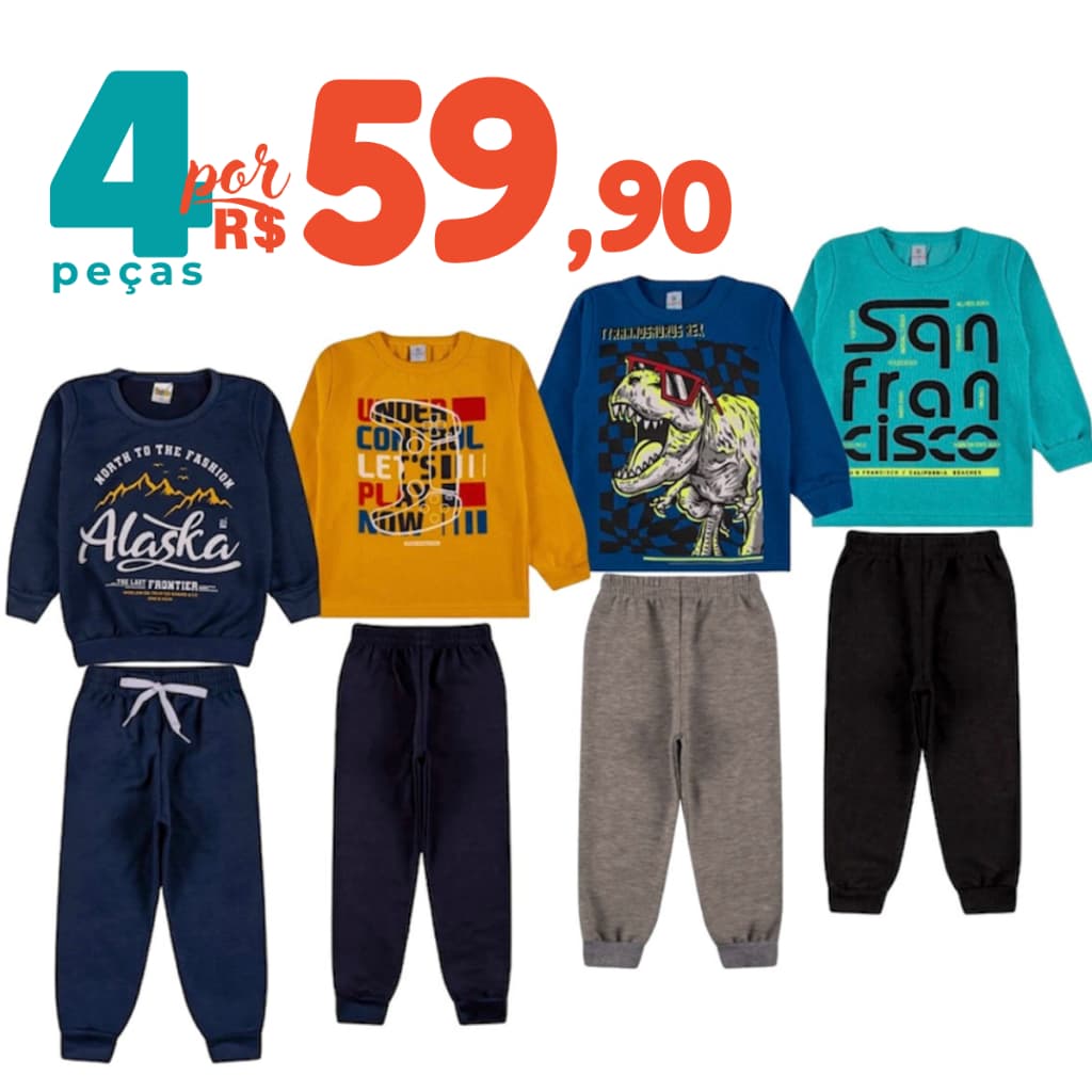 Conjunto Infantil Masculino Inverno Kit 4 Peças