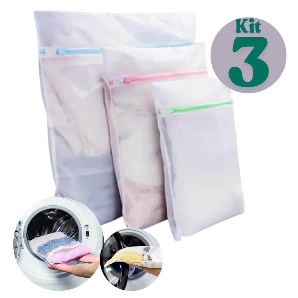Kit 3 Sacos Lavagem Roupa Delicada PMG Anti-deformação