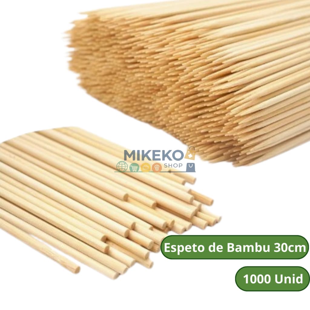 1.000 Palito Espeto Vareta De Bambu 30cm - Churrasco Espetinho Palito 30 Cm