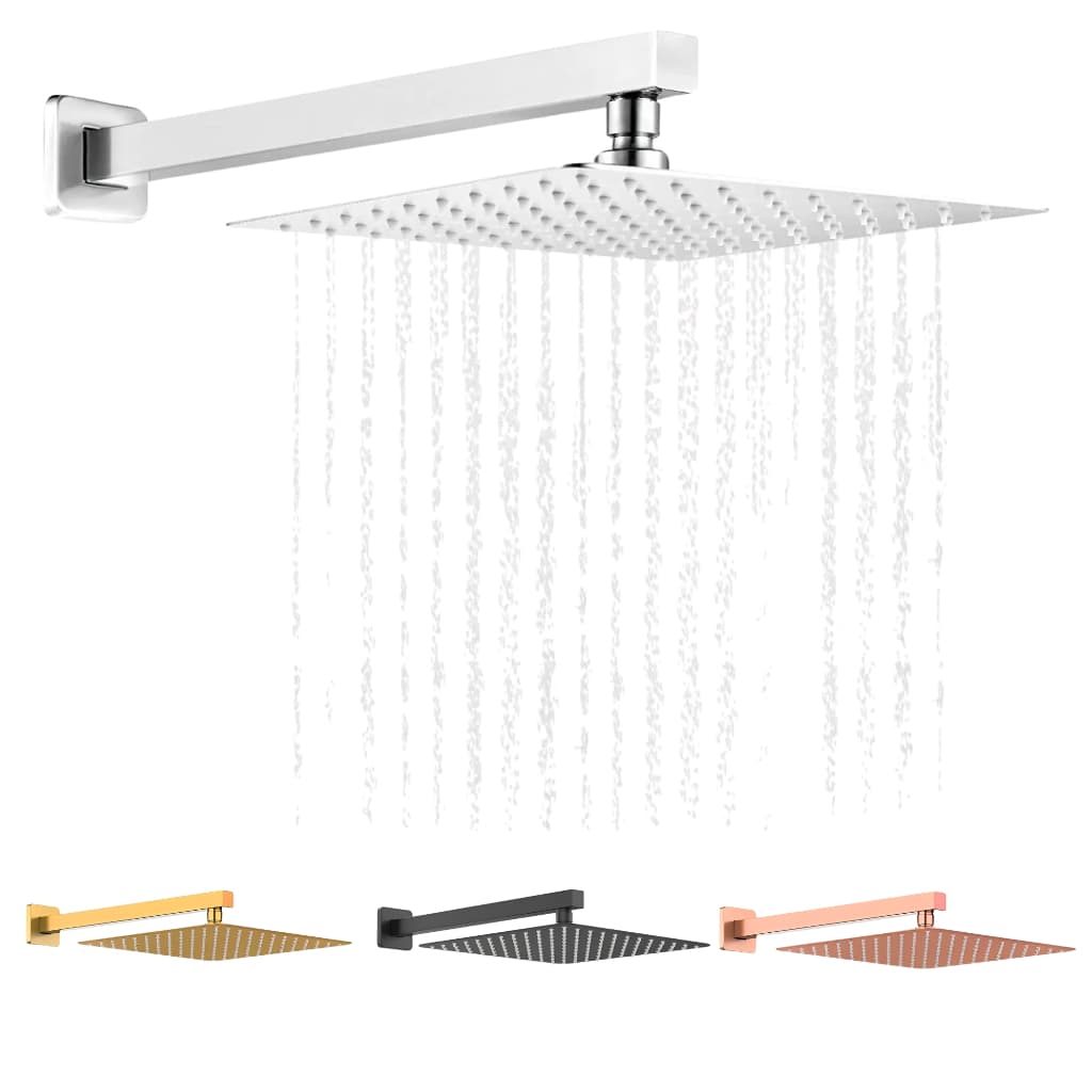 Ducha Inox Chuveiro 20x20 Cm Slim 0,8mm + Cano 40 Cm