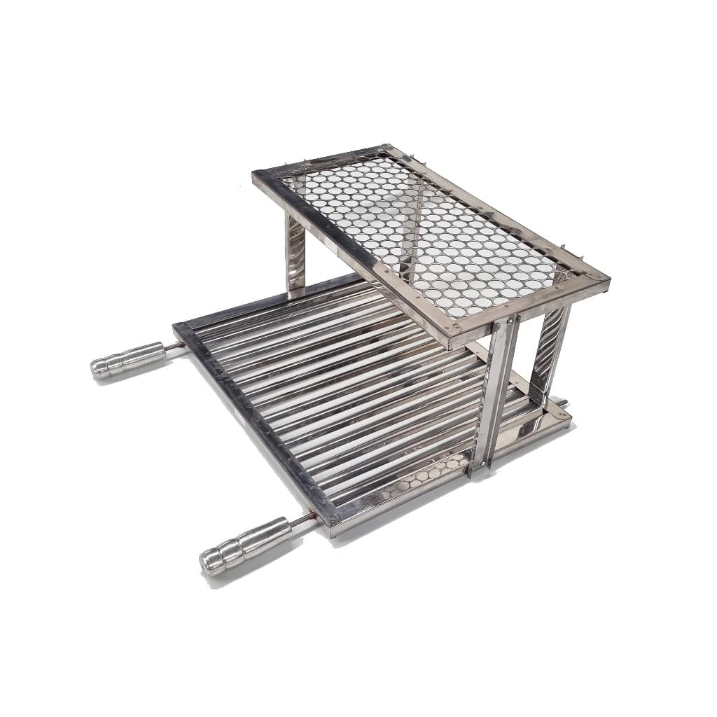 Grelha Parrilla Inox Uruguaia Com Grelha Auxiliar Para Churrasco
