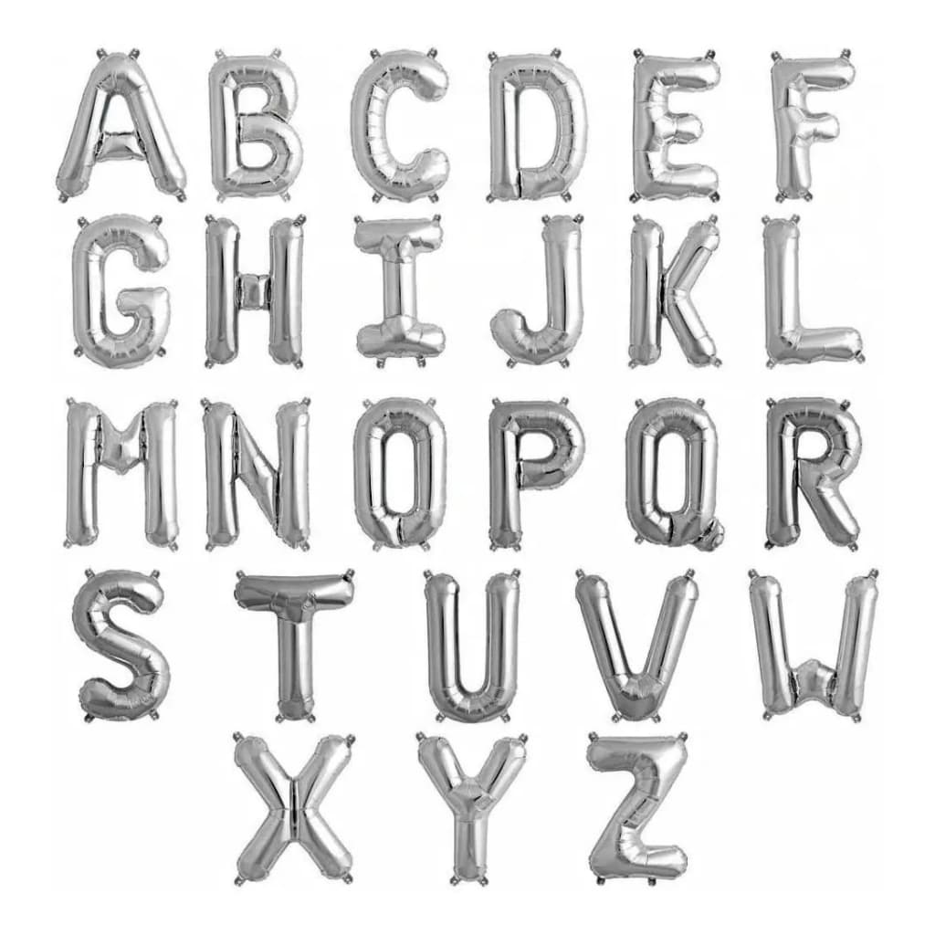 Balão Letras 80cm Metalizado Festas Aniversários Decoração Eventos Balões Prata