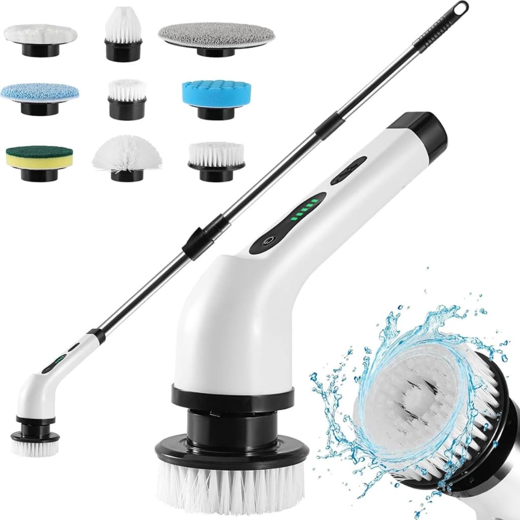 Escova De Limpeza Multiuso Elétrica 9 Cabeças Sem Fio 360º