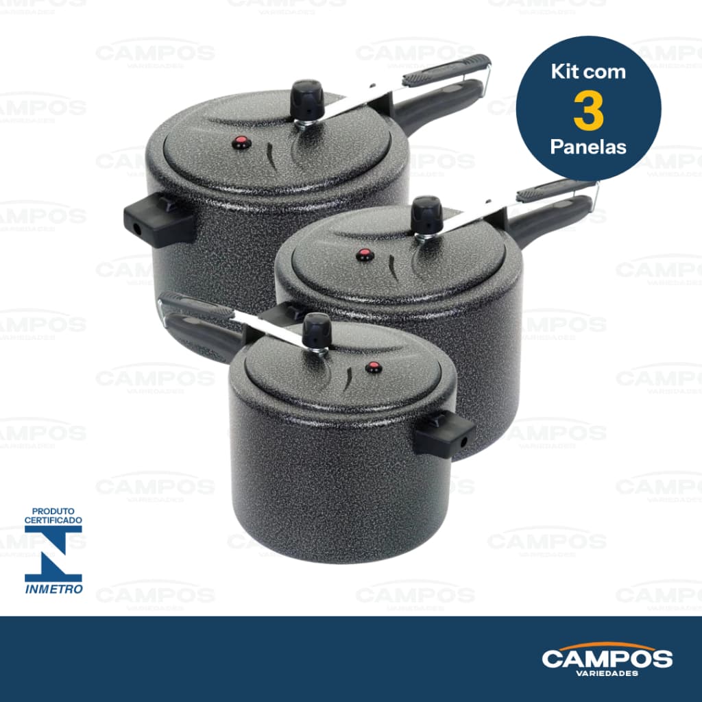 KIT COM 3 PANELAS DE PRESSÃO ASJ PRETA CRAKEADA VÁRIOS KITS + ENVIO RÁPIDO