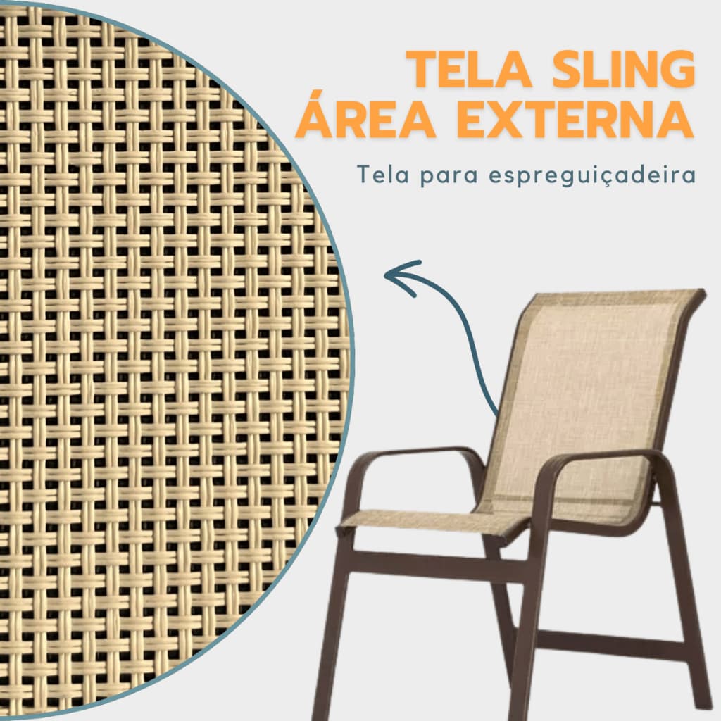 Tela Sling Para Espreguiçadeira Área de Piscina - 1,50m de largura - Várias cores