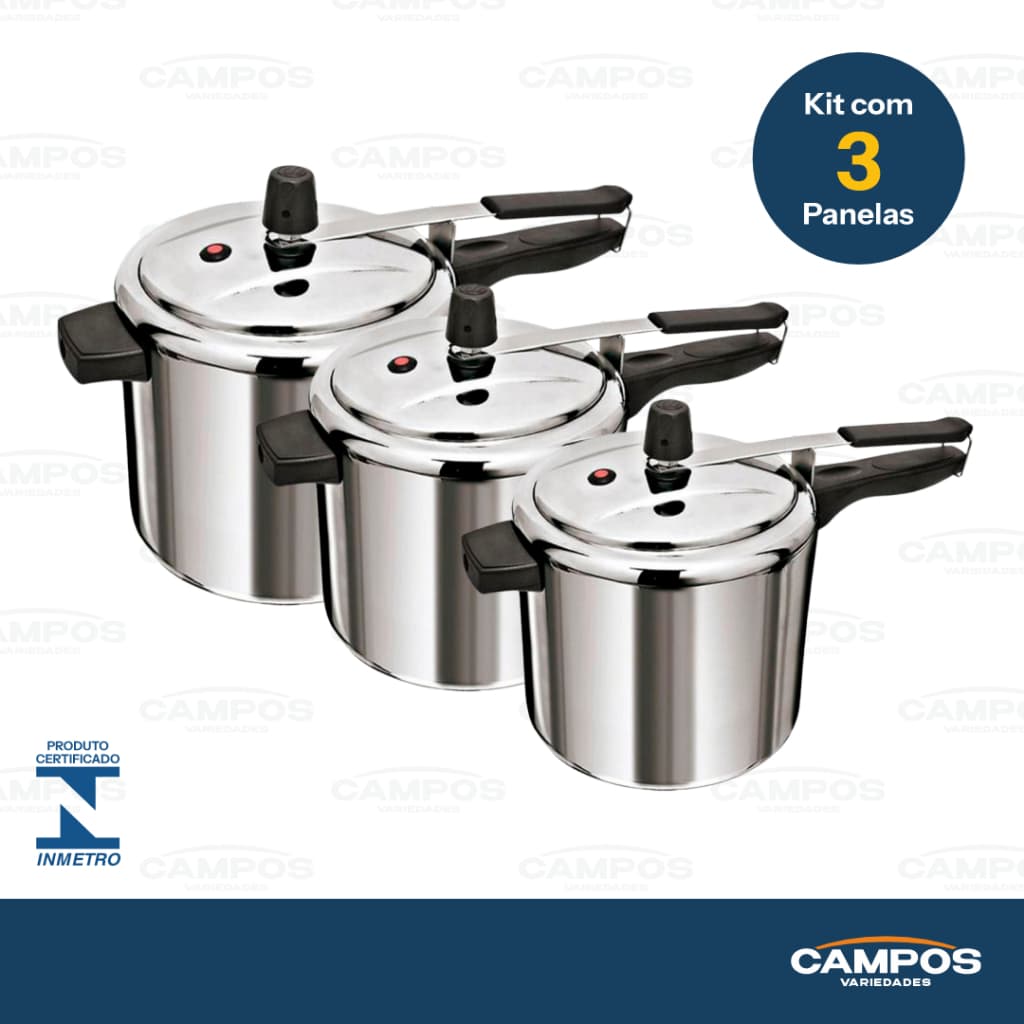 KIT 3 PANELAS ALUMINIO POLIDA ( 3 LITROS 4,5 LITROS E 7 LITROS ) + ENVIO RÁPIDO